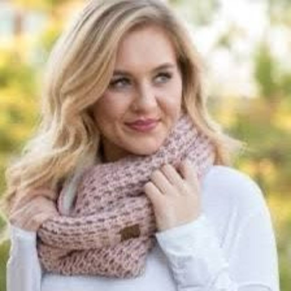 CC Knit Scarf‎ with Sherpa Lining in Beige Inifinity